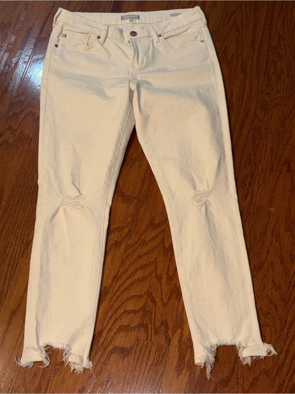 Dear John Women’s Cream Distressed Straight Jeans - Size 29 (027)